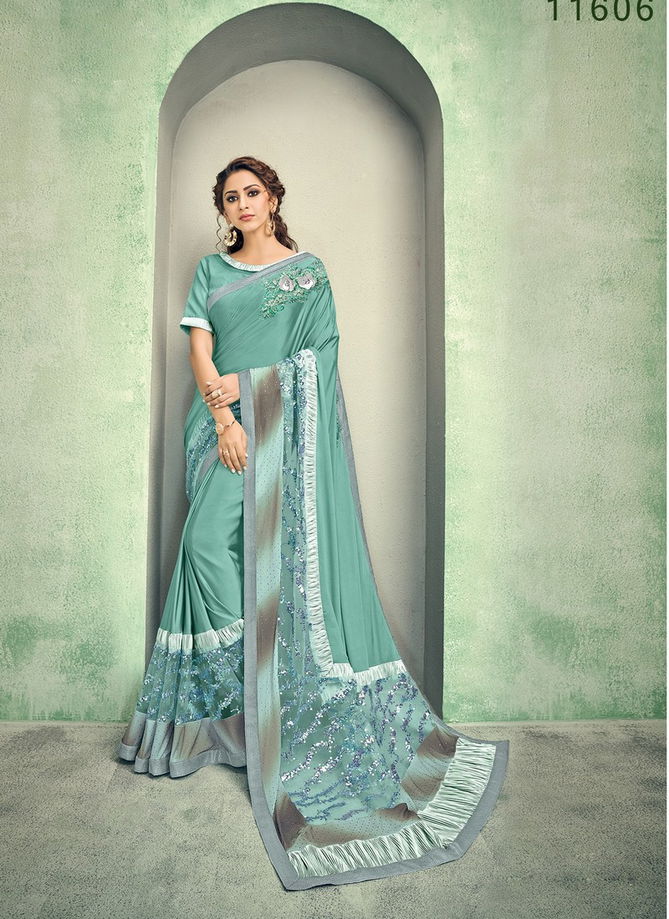 MAHOTSAV FELICITY Latest Designer Fancy Party Wear Sequins Embroidery Handwork Butta Heavy Silk Saree Collection 